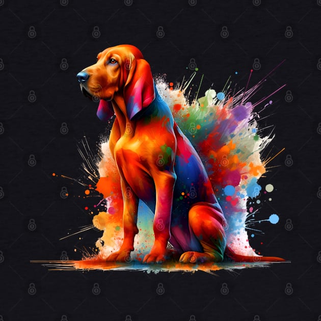 Redbone Coonhound Captured in Vivid Splash Art by ArtRUs